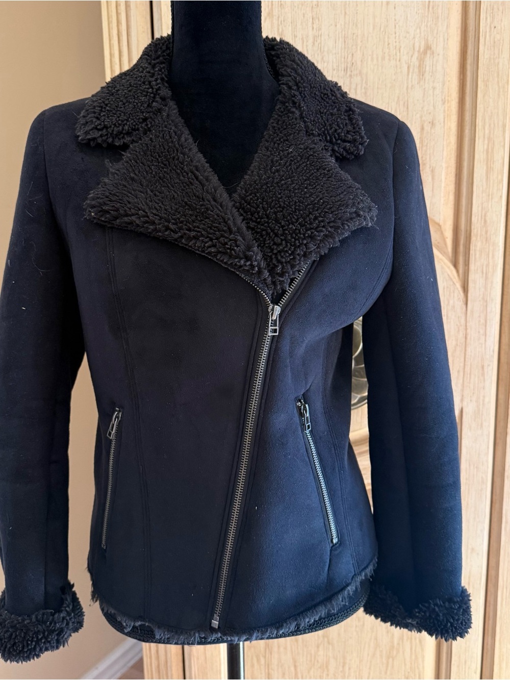 Velvet by Graham & Spencer Faux Suede Shearling Moto Jacket S